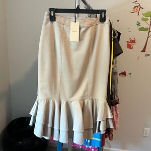 Halogen Cream Ruffle-Hem A-Line Skirt